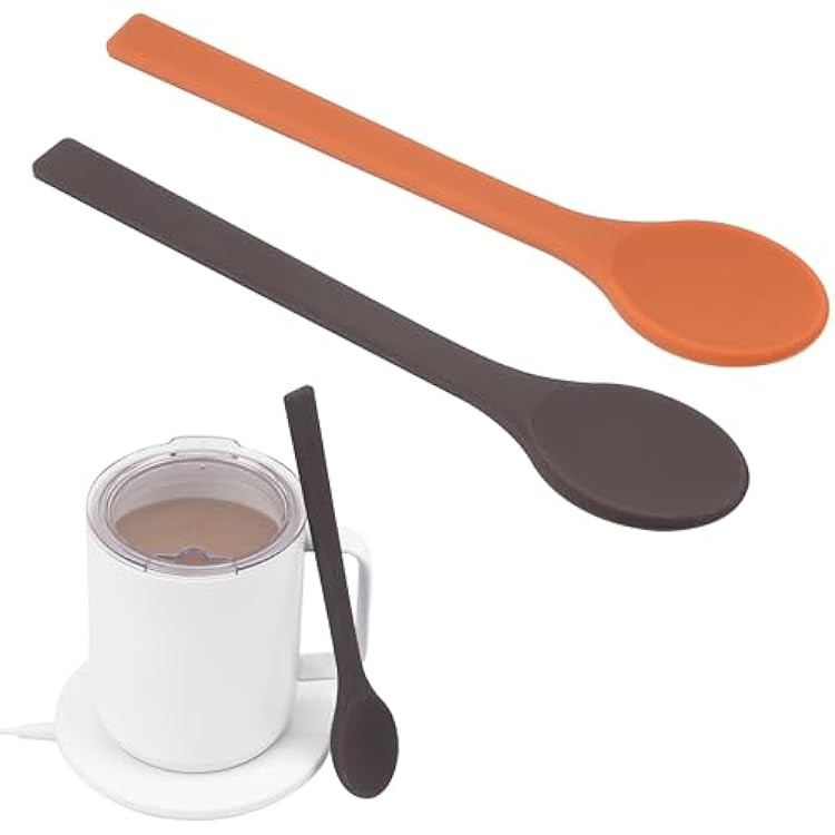 2PCs Silicone Stirring Spoons for Coffee Tea | 6.85-Inch Coffee&Espresso Spoons | Reusable Coffee Stirrers | Coffee Accessory | Dishwasher Safe