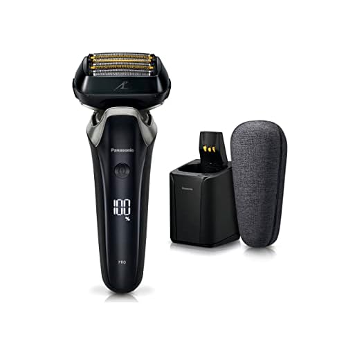 Panasonic ES-LS9CX-K LAMDASH PRO Linear Motor 6-Blade Fully Automatic Cleaning Charger with USB Charging case Craft Black Mens Shaver 100-240V Japan Import 2023 Model