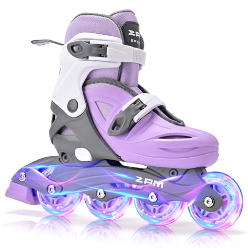 2PM SPORTS Inline Skates for Kids Girls Boys Ages 4-8 6-12 with Light Up Wheels, Adjustable Kids Roller Skates Blades for Youths Beginners