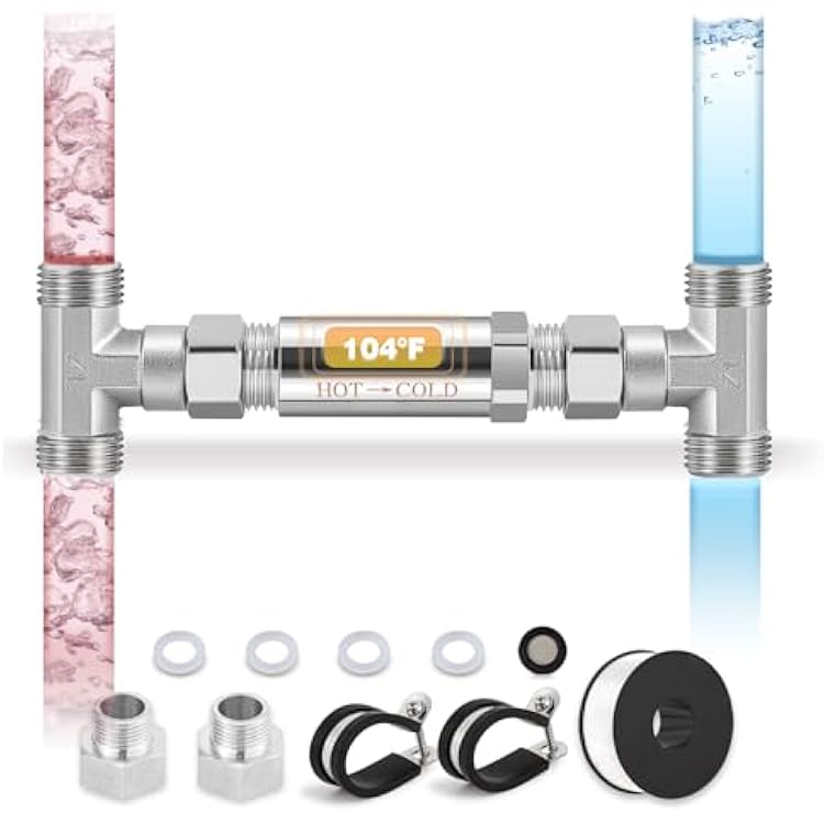 Upgraded 304 Stainless Steel Bypass Sensor Valve Kit for Instant Hot Water Recirculating System Replacement for the plastic Sensor Valve