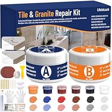 Marble and Granite Countertop Repair Kit, 4.2 OZ Ceramic Tile Chip Repair Kit Marble Scratch Remover, Porcelain Stone and Quartz Countertops Repair for Tile Cracks, Holes, Dents, Chipped Edges Corners