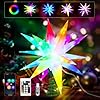 16 Inch Christmas Star Tree Topper, RGB Color Change Christmas Tree Light Up Star, Bluetooth App & Remote Control Music Sync Christmas Tree Decorations Xmas Outdoor Indoor Decor