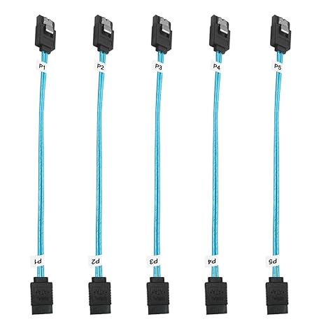 ADCAUDX 5Pack SATA III Cable:8 inch Short-SATA Cable Thin 0.2M, Straight Flexible 6Gb Data with Locking Latch for Hard Drive,SDD, HDD (0.6FT)