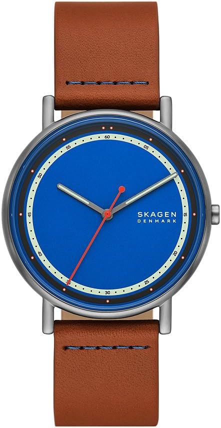 SKAGEN Signatur Watch for Men, Quartz Three Hand Movement with Leather Strap