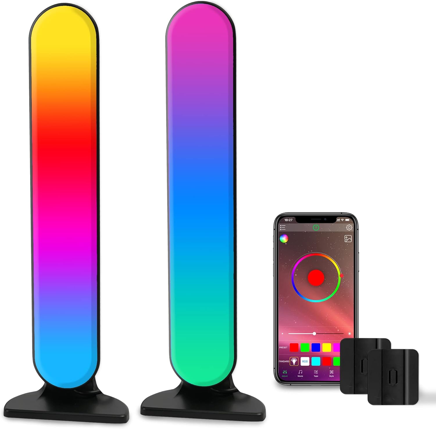 Smart Light Bars, DR.LUX RGBIC Gaming Light Bar, Music Sync TV Backlight with 256 Color Modes &19 Scene Modes, Bluetooth App Remote Control Color Changing Light Bar for Gaming Room