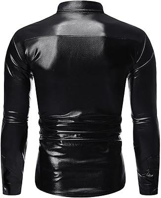 Mens Shirts Long Sleeve Casual Stylish Button Down Sequin Prom Party Dress Shirt Hot Stamping Process Dance Shirt