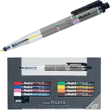 Pentel Pencil Lead Holder and Lead Set, Multi 8 Set PH802ST